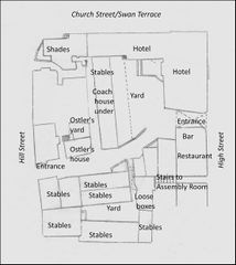 Plan of Swan Hotel buildings and yard 1840-1855 (Russell)